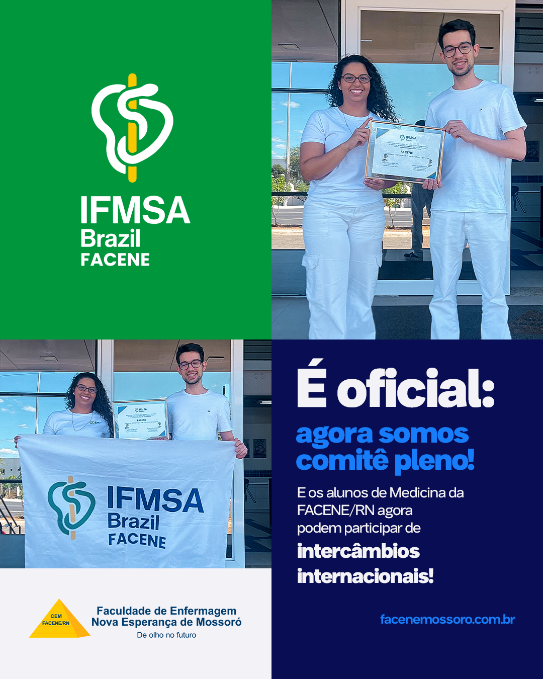 É oficial: a IFMSA Brazil Facene agora é um comitê pleno e contamos com intercâmbios para estudantes de medicina da FACENE/RN!