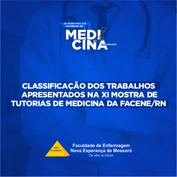  CLASSIFICAÇÃO DOS TRABALHOS APRESENTADOS NA XI MOSTRA DE TUTORIAS DE MEDICINA DA FACENE/RN