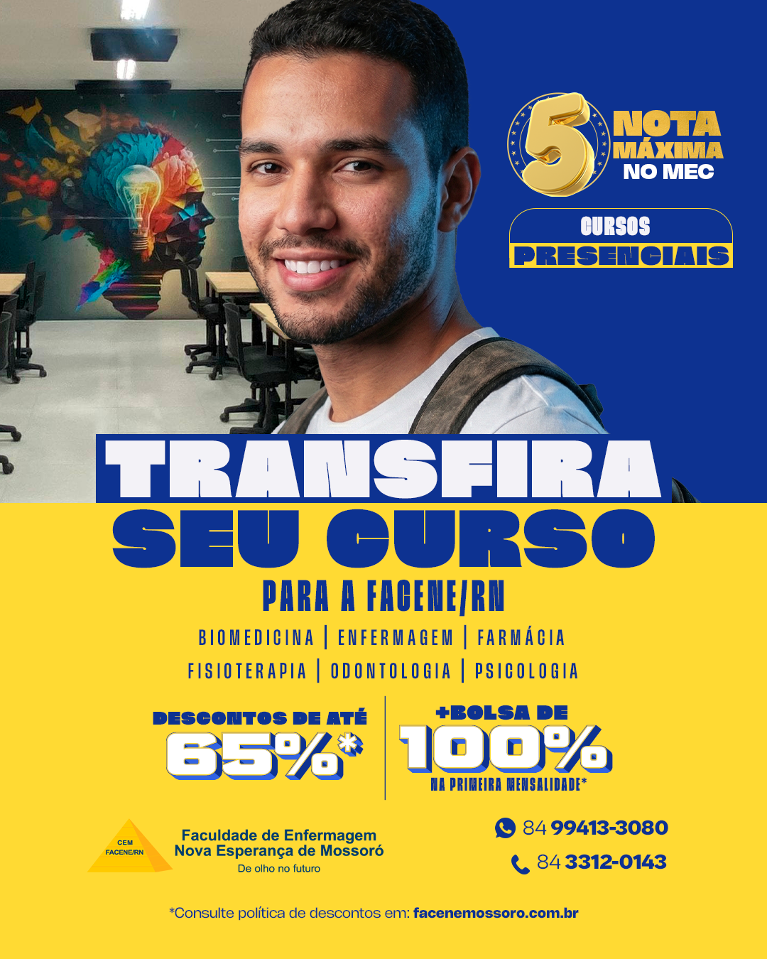 O Vestibular 2026.1 para Transferidos e Graduados está com inscrições abertas, e essa é a sua chance de dar um novo rumo à sua trajetória acadêmica.