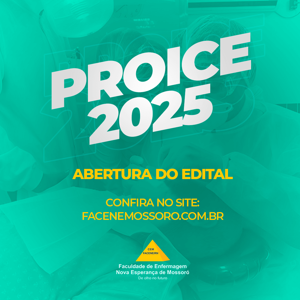 A Faculdade de Enfermagem Nova Esperança de Mossoró (FACENE) tem o prazer de anunciar a abertura do edital PROICE 2024!