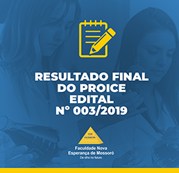 RESULTADO FINAL DO PROICE – EDITAL Nº 003/2019